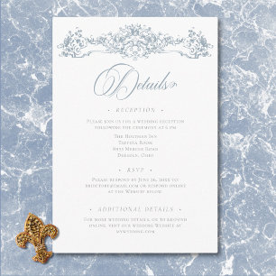 Elegante staubblaue Chinoiserie-Engel-Hochzeit Begleitkarte