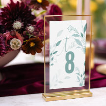 Elegante staubblaue Eukalyptus-Hochzeitstisch-Numm