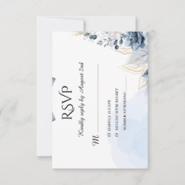 Elegante staubblaue Floral mit Schleife RSVP Karte