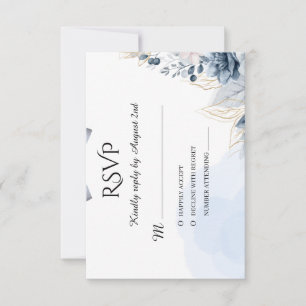 Elegante staubblaue Floral mit Schleife RSVP Karte