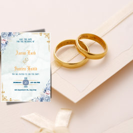 Elegante staubblaue florale Hochzeitseinladung  Einladung