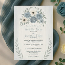 Elegante staubblaue florale Wachssiegel-Hochzeit