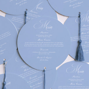 Elegante Staubblaue Hochzeits-Menü-Kreis-Karte