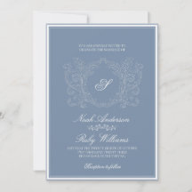 Elegante Staubblaue klassische Schriftmonogramm-Ho