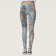 Elegante Staubblaue Rosarote Blumen-Spitzen-Leggin