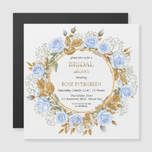 Elegante staubblaue Rosen und Baby-Atem Magneteinladung