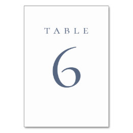 Elegante Staubblaue Schrift Hochzeit Tischnummer