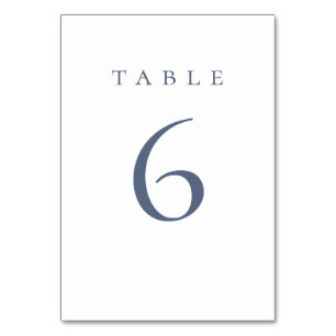 Elegante Staubblaue Schrift Hochzeit Tischnummer