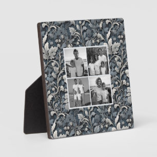 Elegante staubblaue silberweiße graue Blumenfoto  Fotoplatte