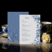 Elegante staubblaue Toile-Blumen-Hochzeitsdetails