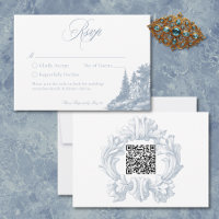 Elegante staubblaue Toile-de-Jouy-Hochzeit im fran
