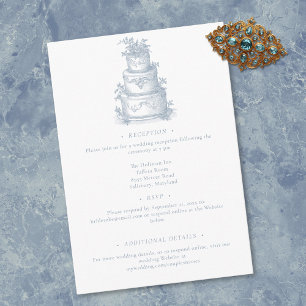 Elegante staubblaue Toile French Manor Hochzeit Begleitkarte
