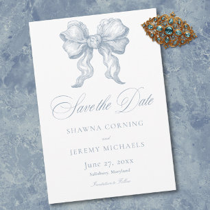 Elegante staubblaue Toile French Manor Hochzeit Save The Date