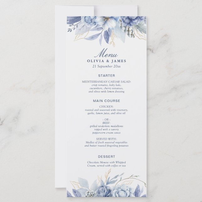 Elegante staubblaue und hellblaue Blumenkunst (Vorderseite)