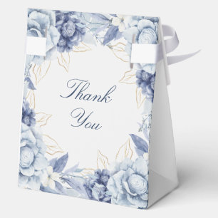 Elegante staubblaue und hellblaue florale Hochzeit Geschenkschachtel