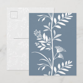 Elegante staubblaue Wildblumen-Silhouetten-Kunst Postkarte