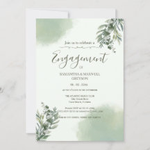 Elegante staubgrüne Schrift Hochzeits-Einladung