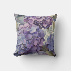 Elegante, staubige, lila Hydrangeas Kissen