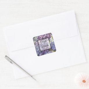 Elegante, staubige, lila Hydrangeas Quadratischer Aufkleber