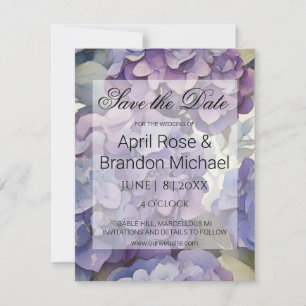Elegante, staubige, lila Hydrangeas Save The Date