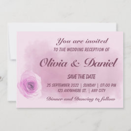 Elegante staubige lila Rose Hochzeitsfeier Einladung