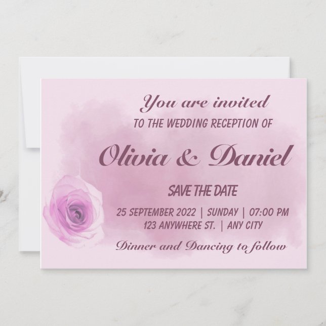 Elegante staubige lila Rose Save the Date floral (Vorderseite)