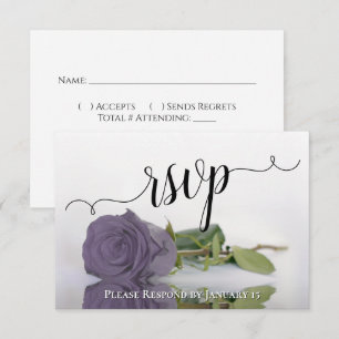 Elegante staubige lila spiegelnde Rosenhochzeit RSVP Karte