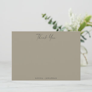 Elegante staubige Olive-Script-Schrift benutzerdef Dankeskarte