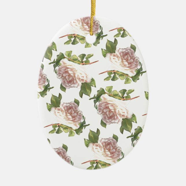 Elegante, staubige, orange Rose Keramik Ornament (Vorne)