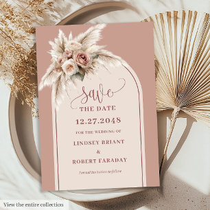 Elegante staubige Pink Boho Blumen Save-the-Date-K Einladung