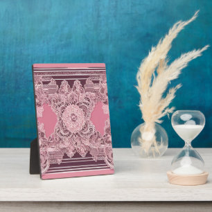 Elegante staubige rosa Spitze Erinnerungsplakette  Fotoplatte