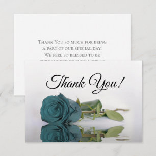 Elegante staubige Teal gespiegelte Rose einfache H Dankeskarte