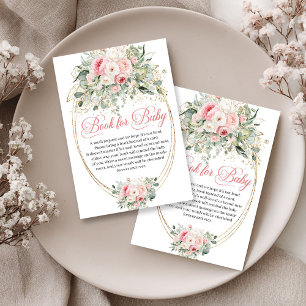 Elegante staubrosa Baby-Shower-Buch-Anfragekarte Begleitkarte