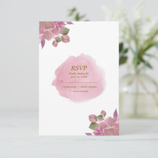 Elegante staubrosa Floral Hochzeit-RSVP-Karte RSVP Karte