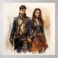 Elegante Steampunk Paar Vintage Viktorianische Kun