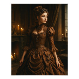 Elegante Steampunk-Victorian-Dame in Braun Fotodruck