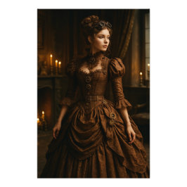 Elegante Steampunk-Victorian-Lady in Braun Fotodruck