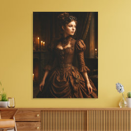 Elegante Steampunk-Victorian-Lady in Braun Leinwanddruck