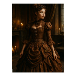 Elegante Steampunk-Victorian-Lady in Braun Poster