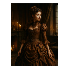 Elegante Steampunk-Victorian-Lady in Braun Poster