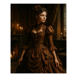 Elegante Steampunk-Victorian-Lady in Braun Poster