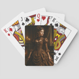 Elegante Steampunk-Victorian-Lady in Braun Spielkarten