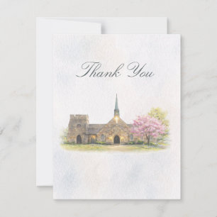 Elegante Stein-Kapelle Hochzeit im Frühling Dankes Dankeskarte