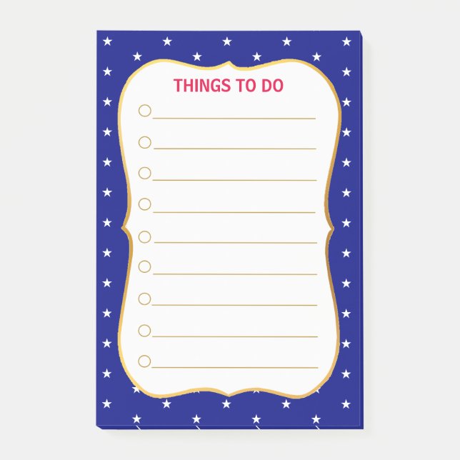 Elegante Sterne auf blauen Dingen zu tun Post-it Klebezettel (Vorderseite)
