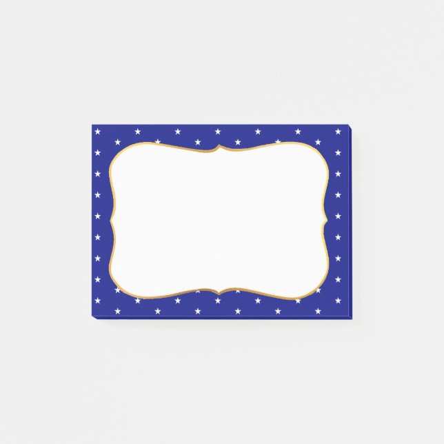 Elegante Sterne auf Royal Blue Post-it Klebezettel (Vorderseite)