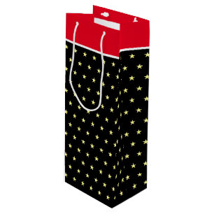 Elegante Sterne auf schwarzer rot-weißer Geschenkt Geschenktüte Für Weinflaschen