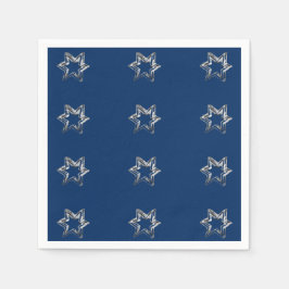 Elegante Sterne Muster Sterne Silver Gray Blue Serviette