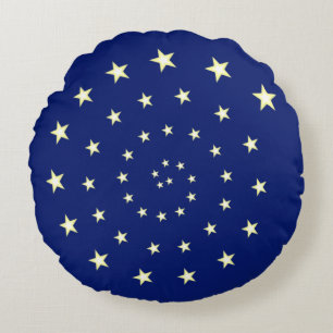 Elegante Sterne Spiral auf Navy Blue Round Pillow Rundes Kissen