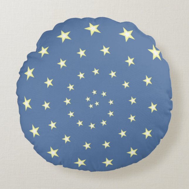 Elegante Sterne Spiral on Wondrous Blue Rundes Kissen (Vorderseite)