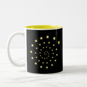 Elegante Sterne spiralisieren auf Schwarz & Monogr Zweifarbige Tasse